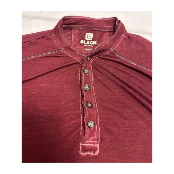 CJ Black Men's Long Sleeve Sheer 1/4 Button Henley Top Red Size Large - Picture 3 of 6